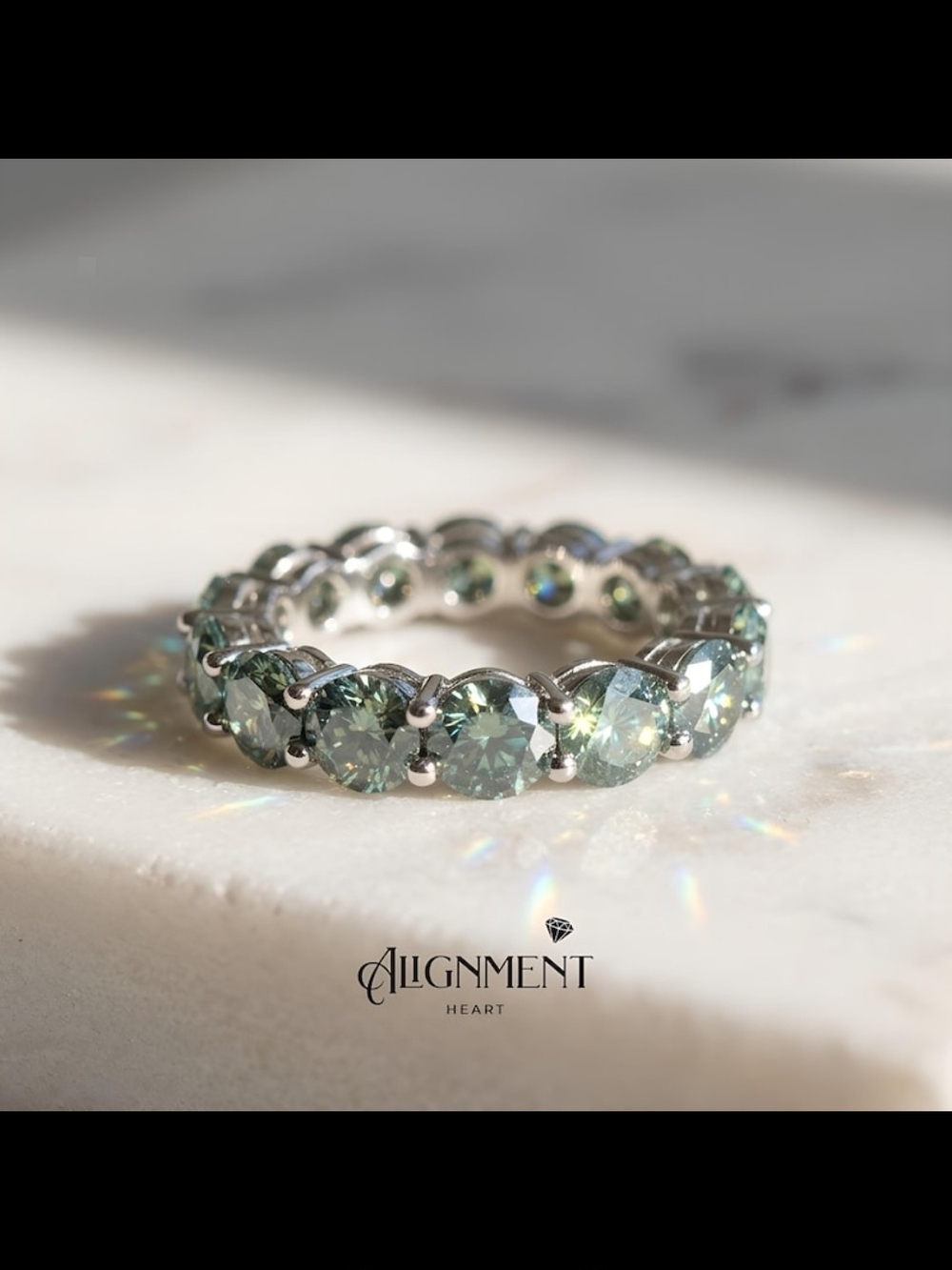 Green Moissinite Eternity Band